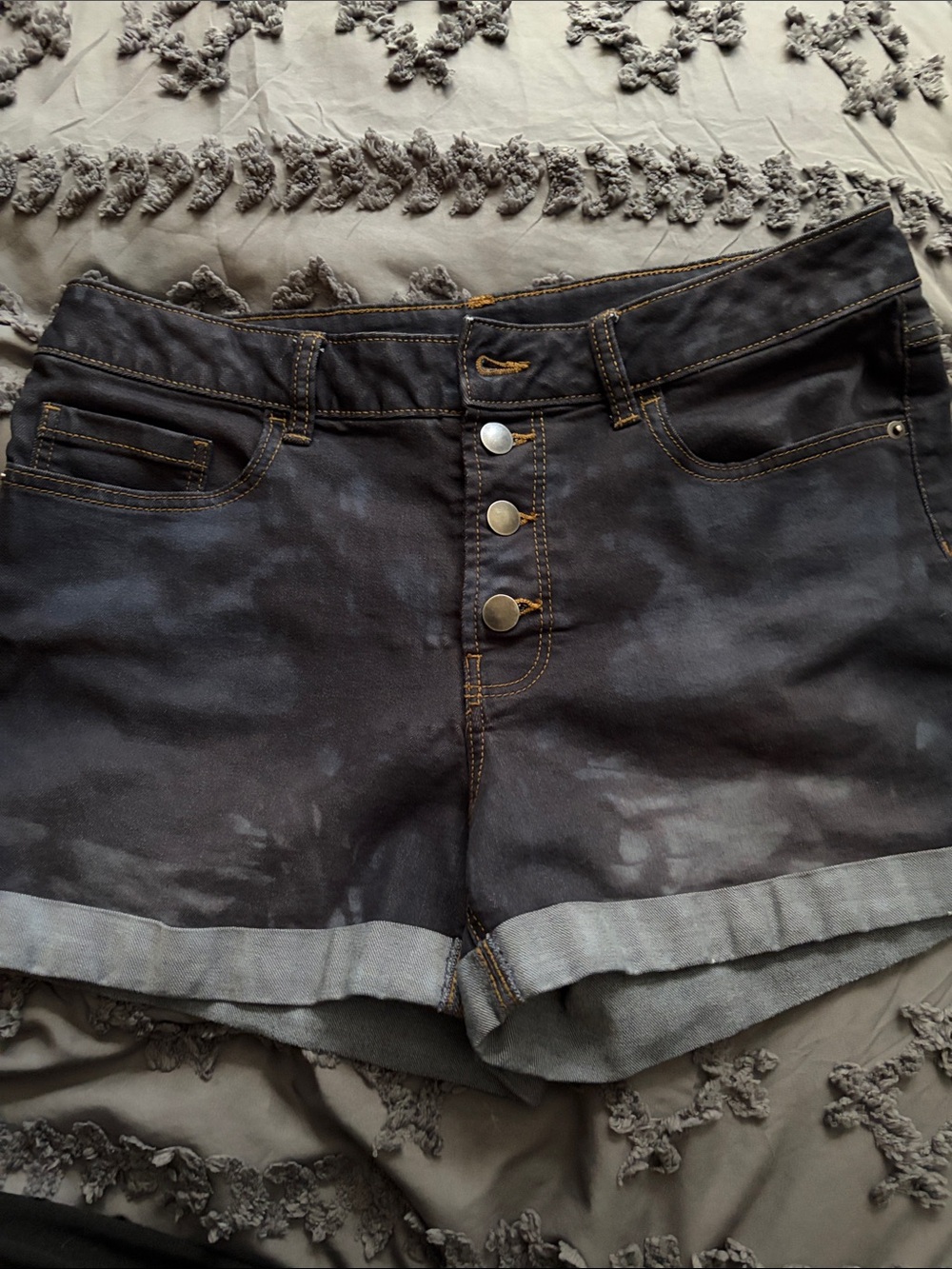George Black Washed Button-Front Denim Shorts